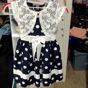 Navy blue and white kids dress